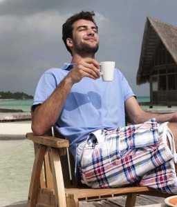 Drinking coffee in the sun