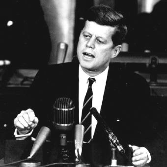 John F. Kennedy delivers speech