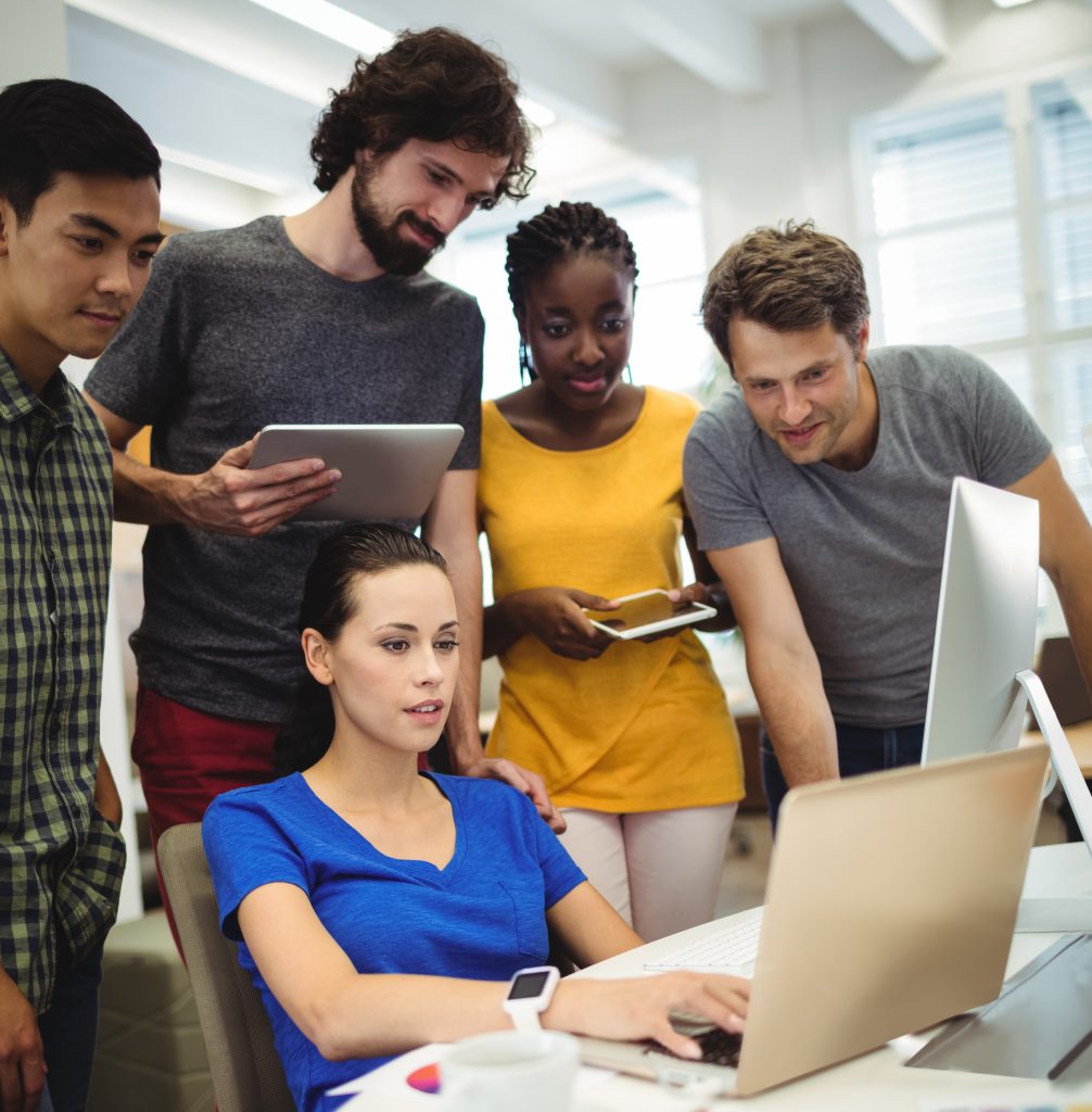 diverse group of coworkers in the workplace