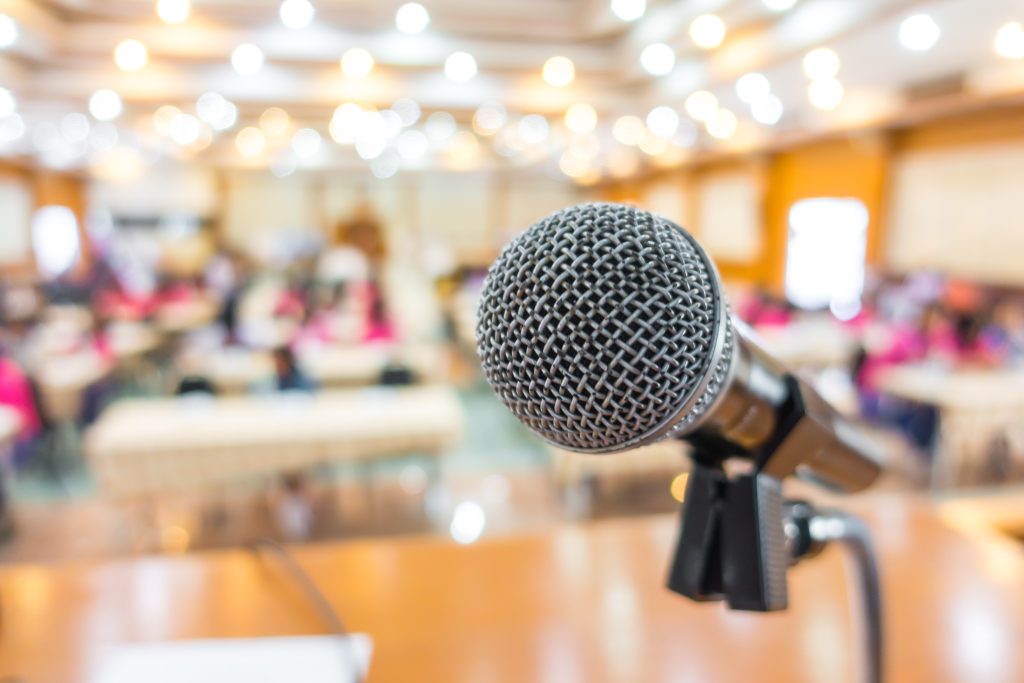 black microphone conference room